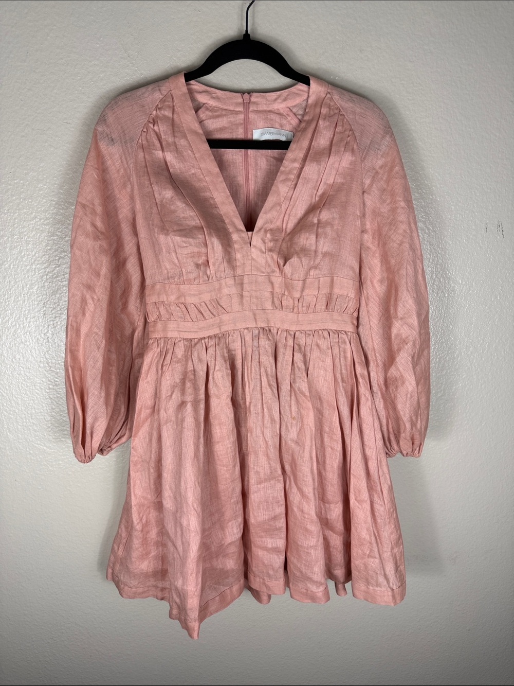 Zimmermann Cassia Linen Mini Dress in Blush